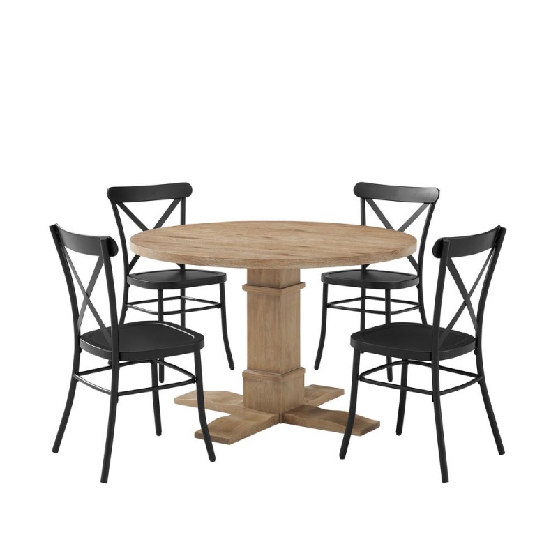 Joanna 5-Piece Round Dining Table Set W/Camille Chairs - Table & 4 Chairs