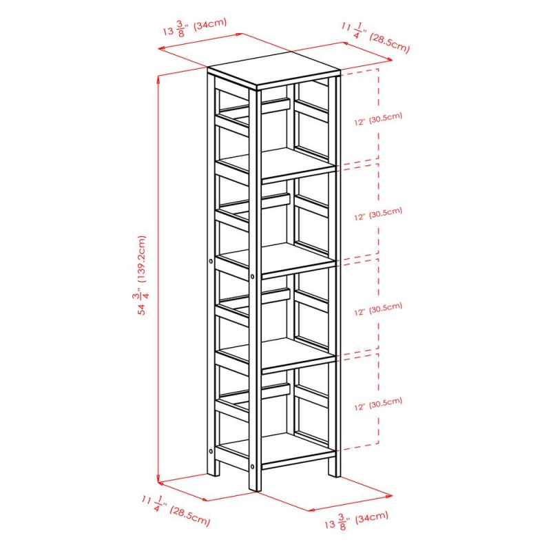 Capri 4-Section N Storage Shelf With 4 Foldable Beige Fabric Baskets