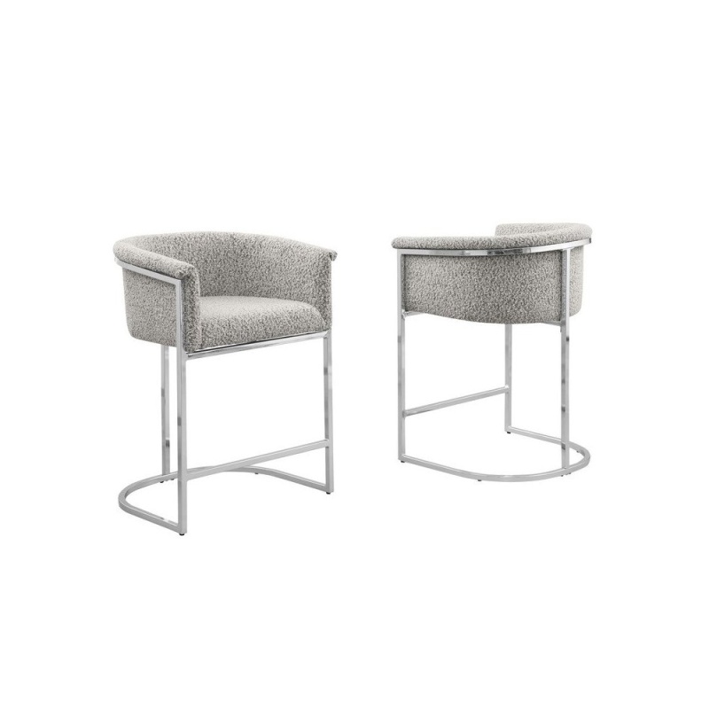 Teddy Boucle In Rich Gray Barstool - Set Of 2