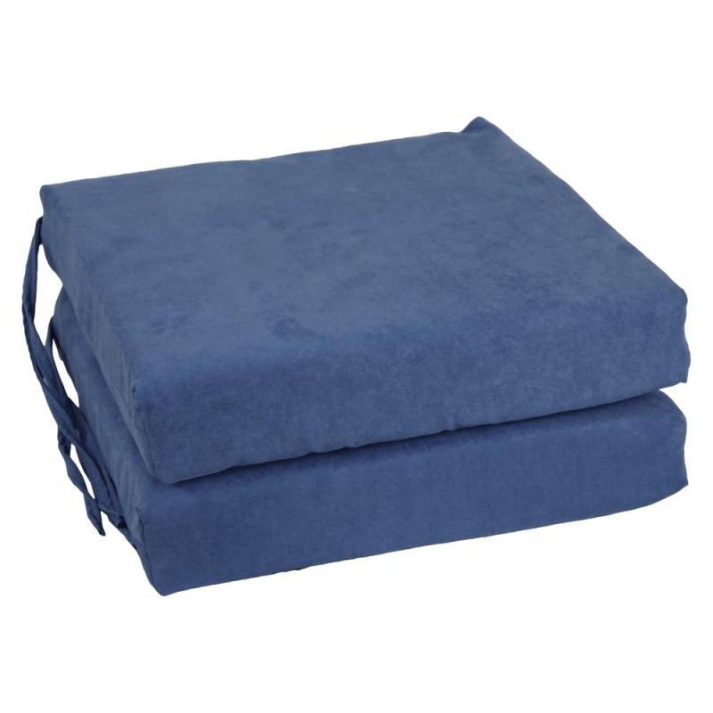 Blazing Needles Indoor 16" X 16" Microsuede Chair Cushion, Indigo