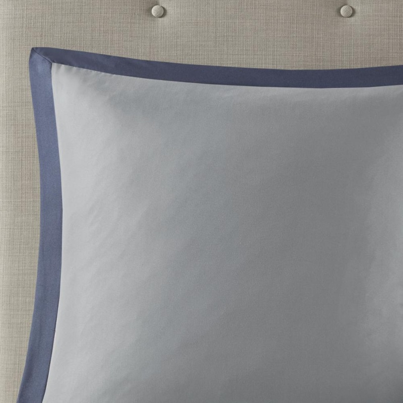 Powell 8 Piece Embroidered Comforter Set, Navy Color