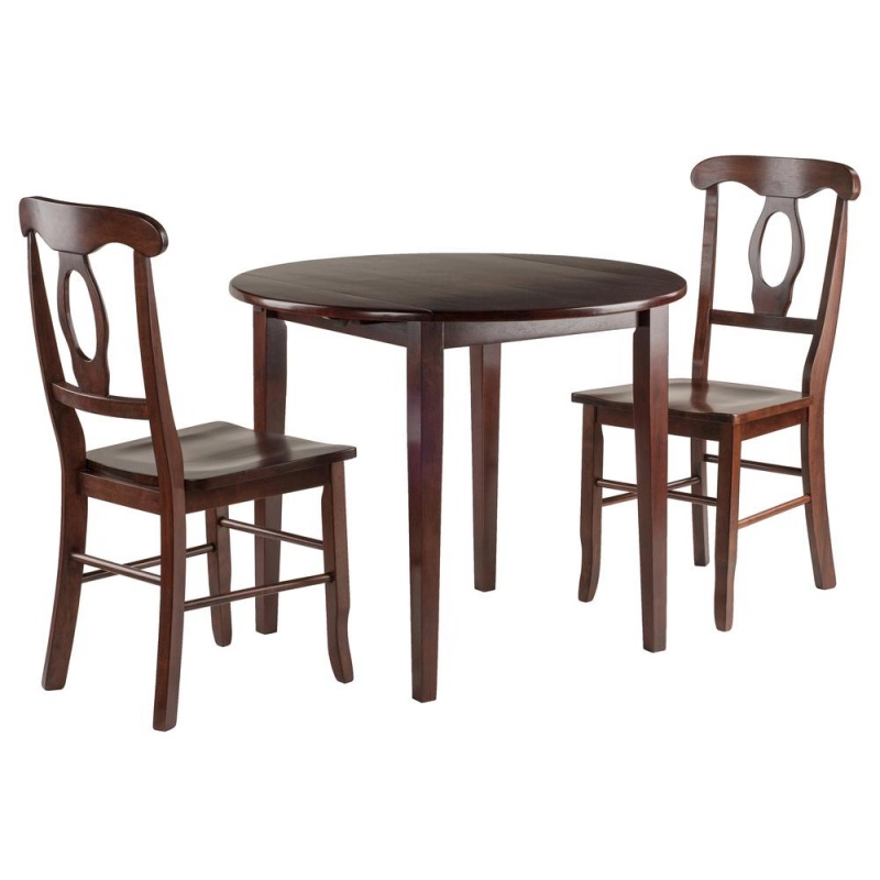 Clayton 3-Pc Set Drop Leaf Table With 2 Keyhole Back Chairs