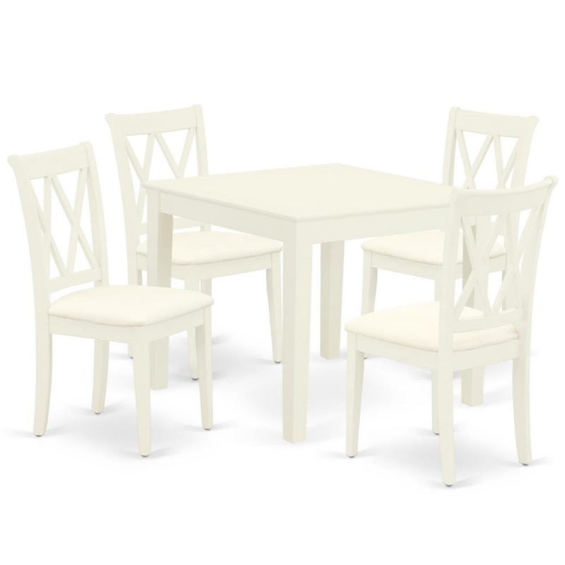 Dining Room Set Linen White, Oxcl5-Lwh-c