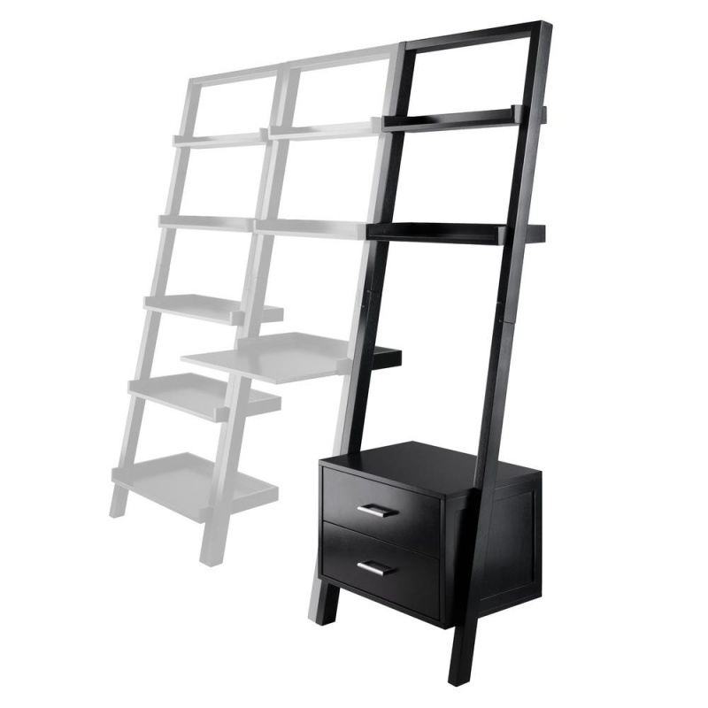 Bellamy Leaning Shelf W/Storage In Black Finish