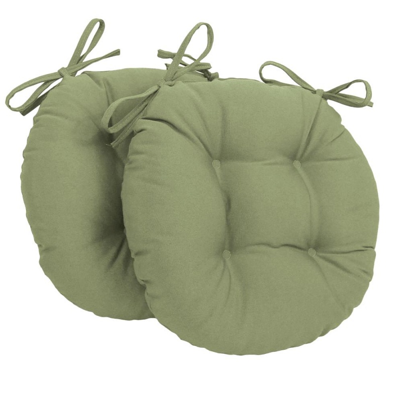 16-Inch Solid Twill Round Tufted Chair Cushions (Set Of 2)