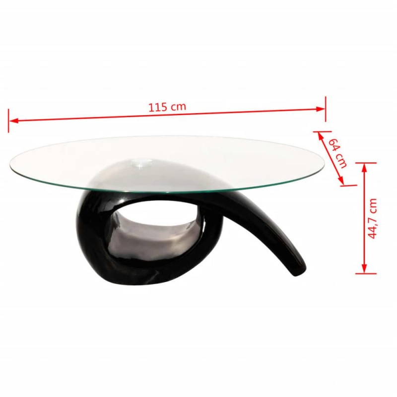 Vidaxl Coffee Table With Oval Glass Top High Gloss Black