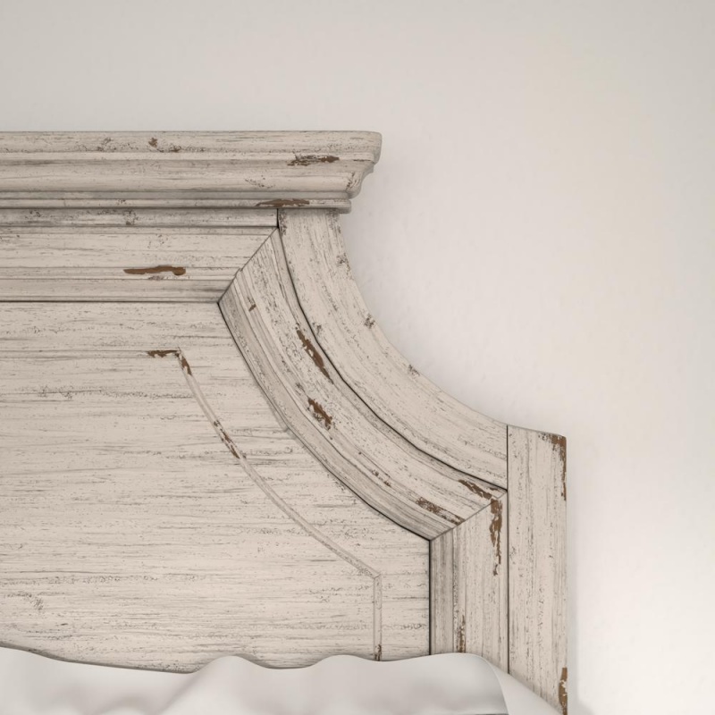 Providence Queen Bed, Antiqued White
