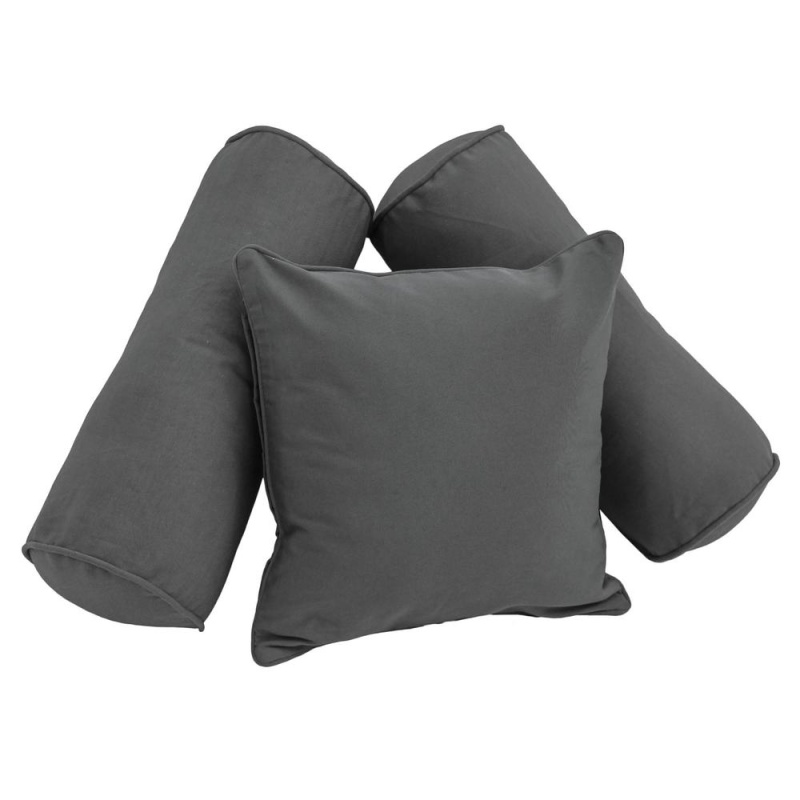 Double-Corded Solid Twill Throw Pillows With Inserts (Set Of 3) 9816-Cd-S3-Tw-Gy