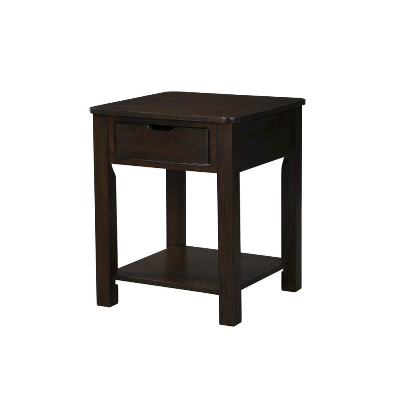 Flora Dark Brown Mdf End Table With Drawer