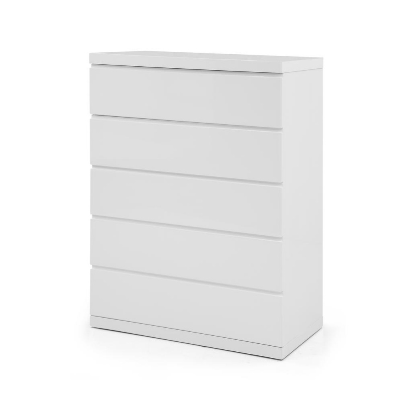 Anna Chest Of 5 Drawers High Gloss White Full Extension Drawers