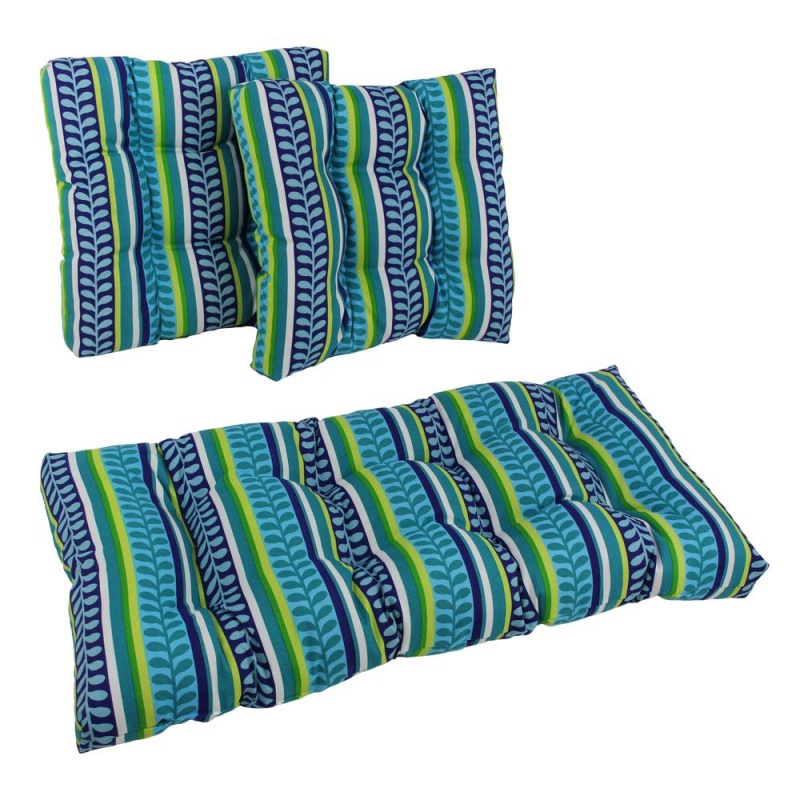 Square Spun Polyester Outdoor Tufted Settee Cushions (Set Of 3)