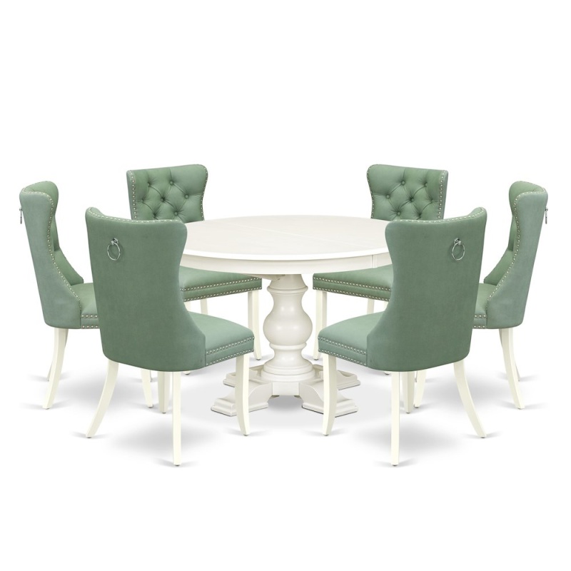 9-Piece Dining Table Set, Linen White