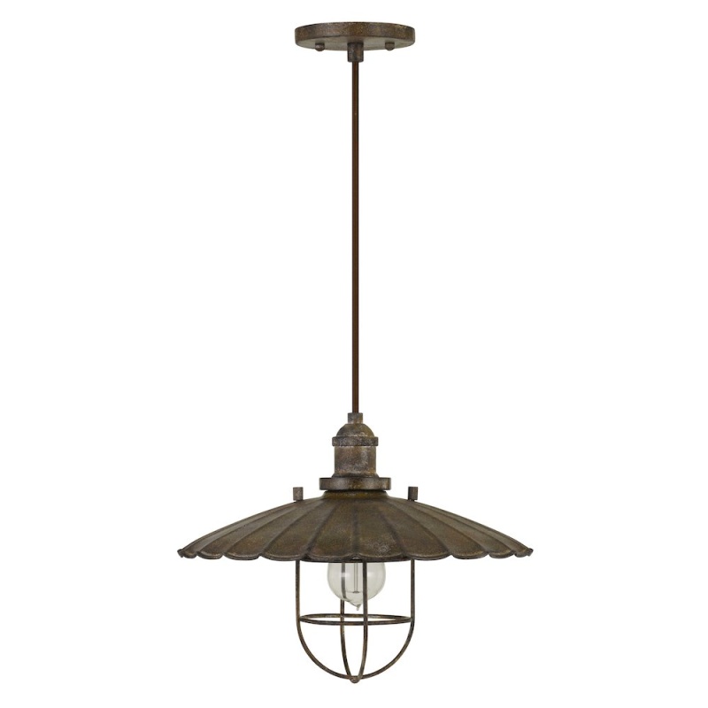 Olive Old Industrial Metal Pendant with Glass Shield