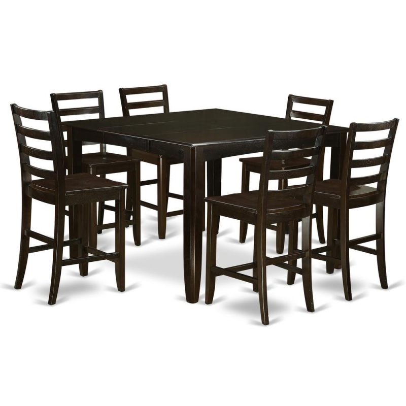 7 Pc Counter Height Set- Square Table Plus 6 Kitchen Counter Chairs