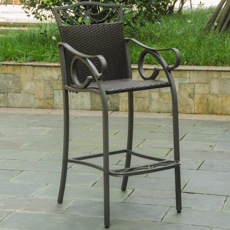 Set Of 2 Valencia Resin Wicker/Steel Bar Bistro Chairs