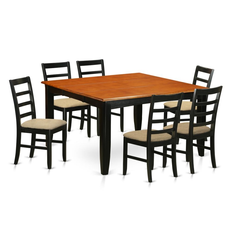 7 Pc Kitchen Table Set with 6 Wood Dining Chairs