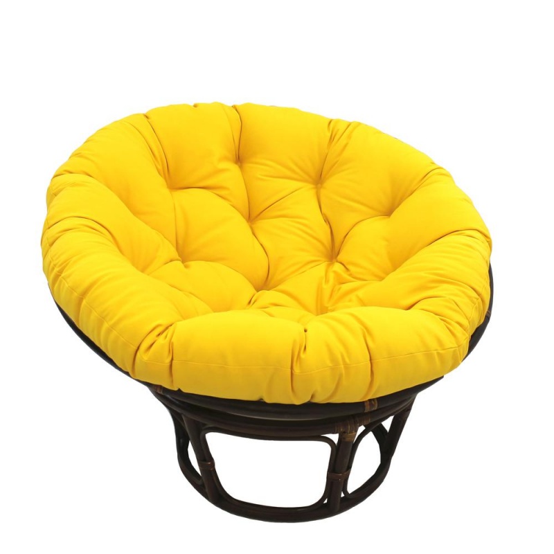 42-Inch Rattan Papasan Chair With Solid Twill Cushion