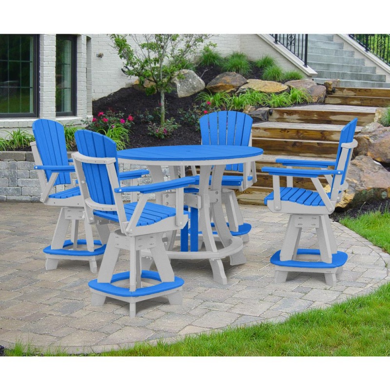 Five Piece Round Counter Height Dining Set in Blue on a White Base