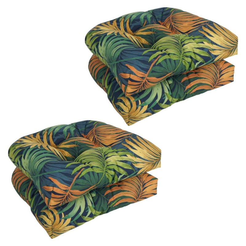 19-Inch U-Shaped Patterned Spun Polyester Tufted Dining Chair Cushions (Set Of 4) 93184-4Ch-Reo-61