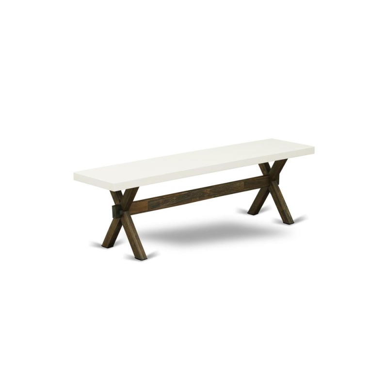 X-Style Mid Century Modern Dining Bench With Solid Wood Seat