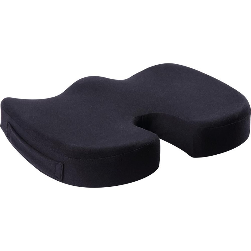 Lorell Butterfly-Shaped Seat Cushion - 17.50" X 15.50" - Fabric, Memory Foam, Silicone - Butterfly - Comfortable, Ergonomic Design, Durable, Machine Washable, Zippered, Anti-Slip - Black - 1 Each