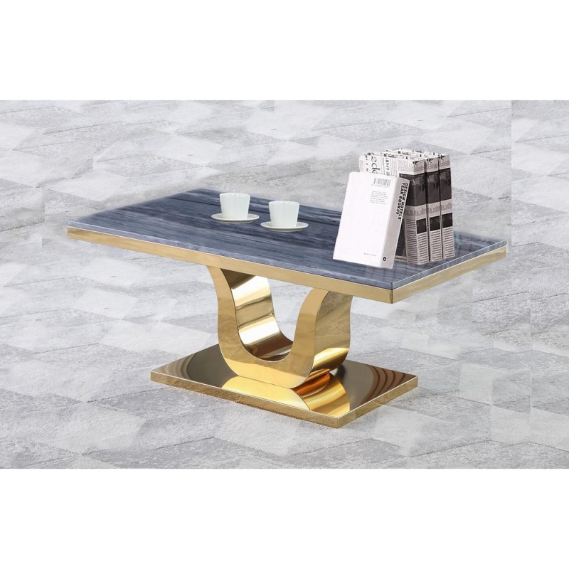 Marble Coffee Table With Stainless Steel Gold Base, 2 Options To Choose