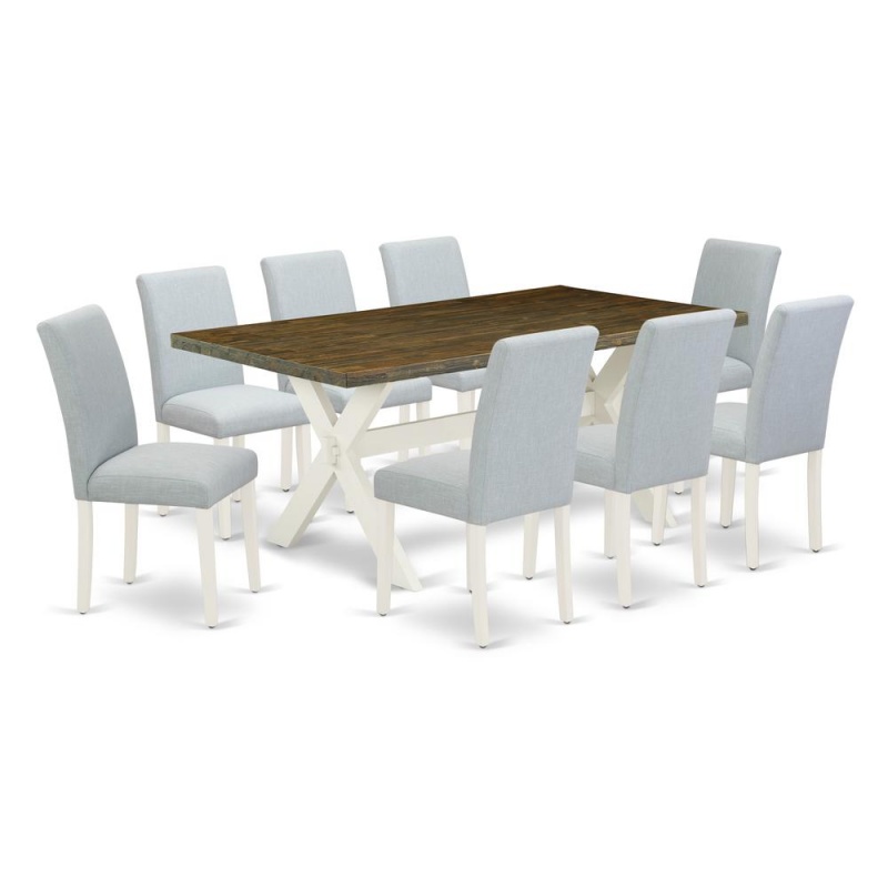East West Furniture 9-Piece Wooden Dining Table Set