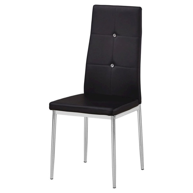 Best Master Trina Bi Cast Leather Dining Side Chair In Black (Set Of 2)
