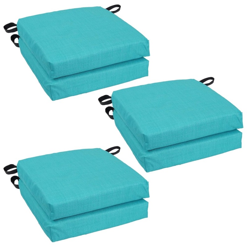 16-Inch Spun Polyester Solid Outdoor Square Chair Cushions (Set of 6)