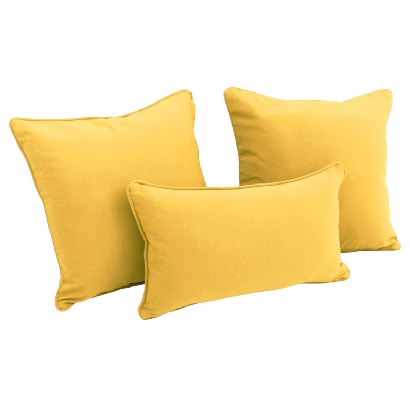 Double-Corded Solid Twill Throw Pillows With Inserts (Set of 3)