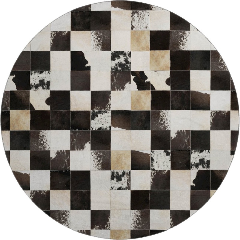 Luxury Washable Indoor/Outdoor Bozeman Black 8' X 8' Round Rug
