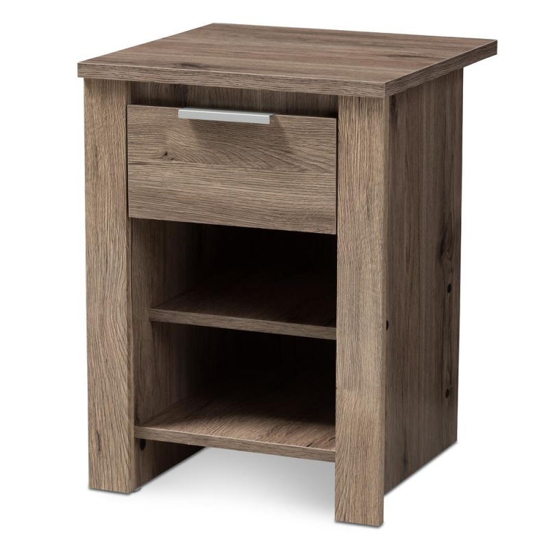 Laverne Modern And Contemporary Oak Brown Finished 1-Drawer Nightstand