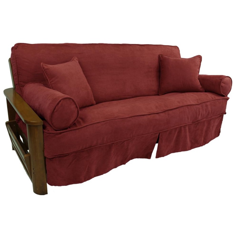 Solid Microsuede Double Corded Full Futon Slipcover Set