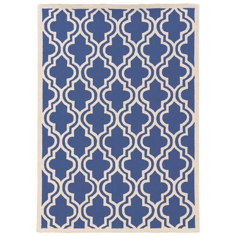 Silhouette Quatrefoil Navy & Ivory 8X10, Rug
