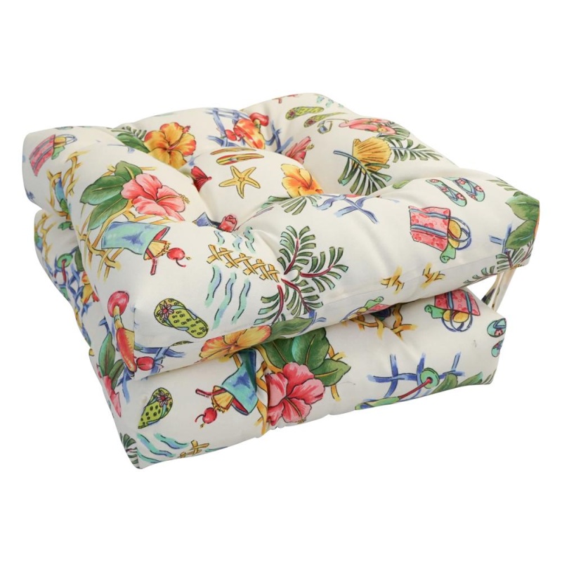 16-Inch Spun Polyester Outdoor Square Tufted Chair Cushion
