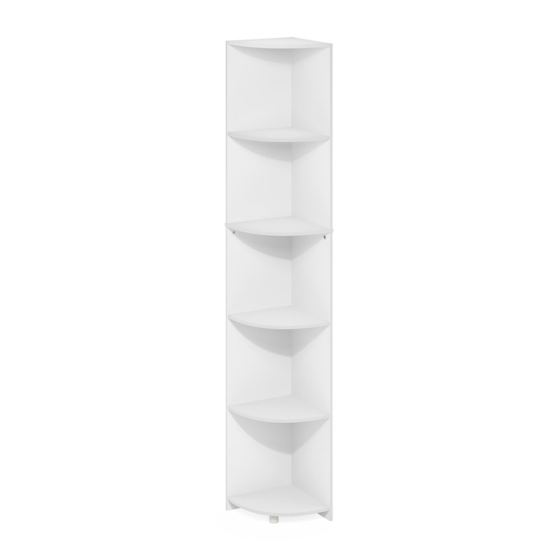 Econ 5-Tier Corner Shelf Bookcase, White