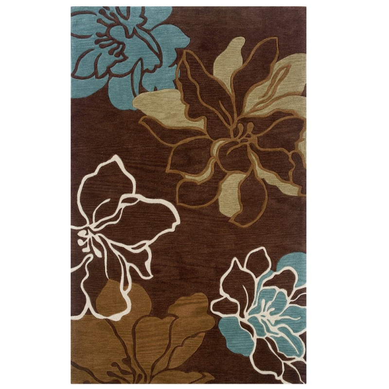 Trio Space Dyed Brown & Turquoise 5X7 Rug