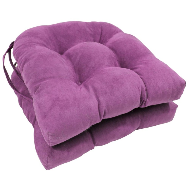 16-Inch Solid Microsuede U-Shaped Tufted Chair Cushions (Set of 2)