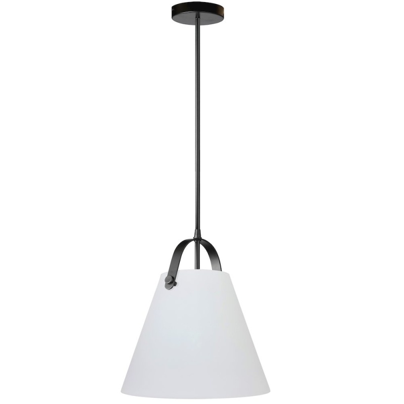 1 Light Pendant in Matte Black with Opal Glass