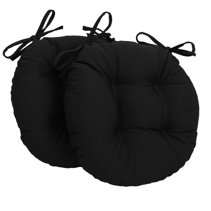 16-Inch Solid Twill Round Tufted Chair Cushions (Set Of 2)