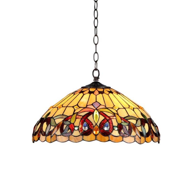 Chloe Lighting Serenity Victorian Tiffany-Style Dark Bronze 2 Light Pendant 16" Wide