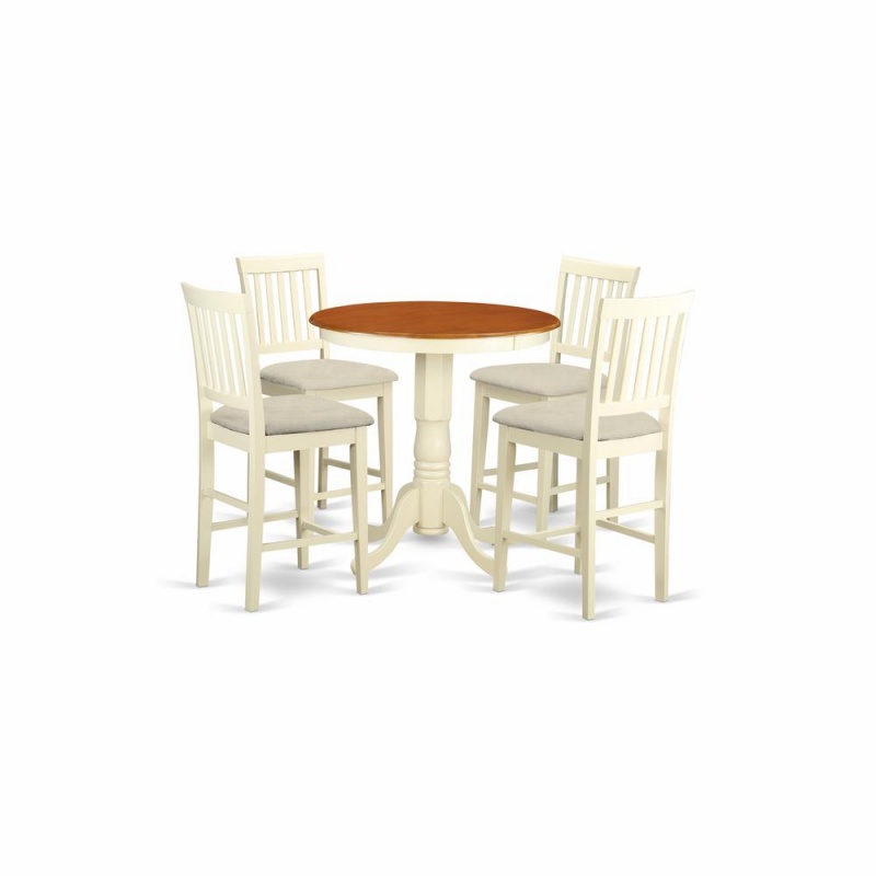 5 Pc Pub Table Set with 4 Bar Stools with Backs