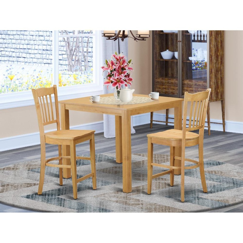3 Pc Counter Height Dining Room Set with 2 High Dining Chairs
