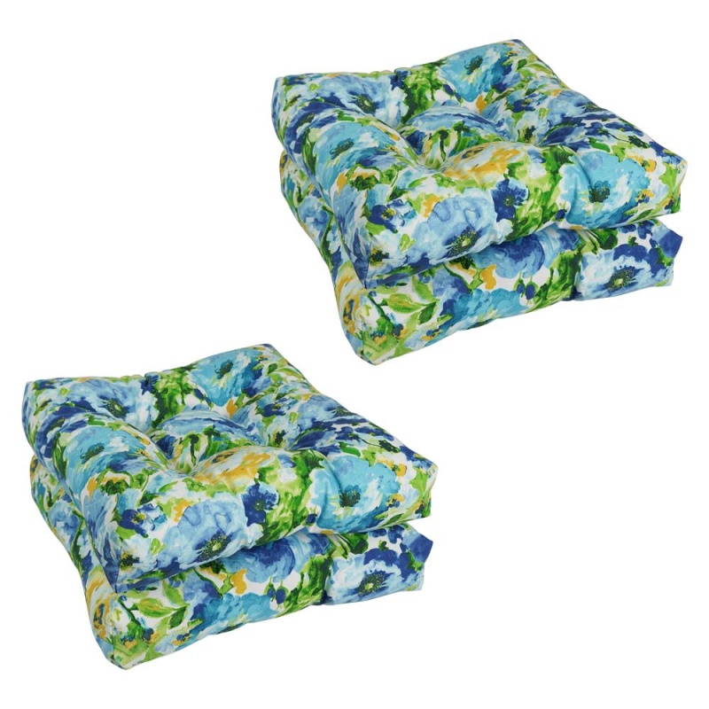 19-Inch Squared Patterned Spun Polyester Tufted Dining Chair Cushions (Set Of 4) 94005-4Ch-Reo-65