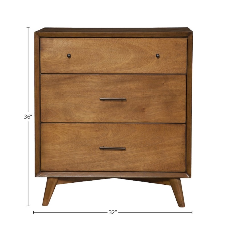 Flynn Mid Century Modern 3 Drawer Small Chest, Acorn