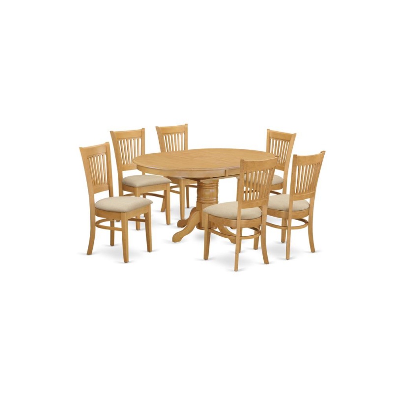 7 Pc Dining Set - Dining Table with Leaf and 6 Dinette Chairs by East ...