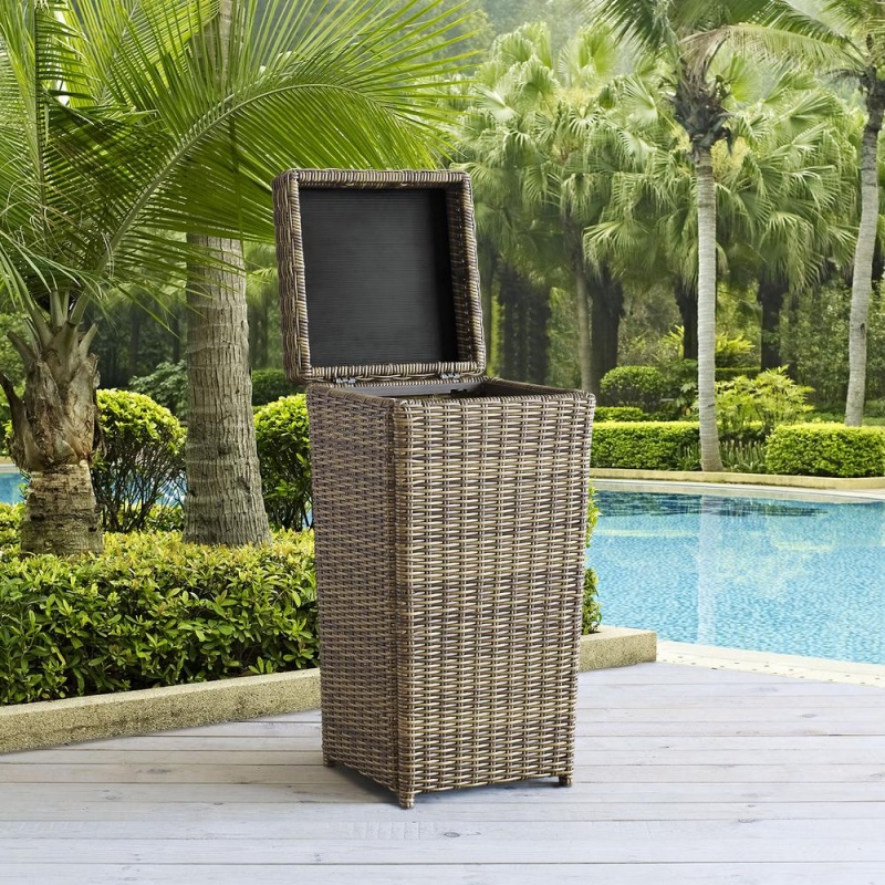 Bradenton Outdoor Wicker Trash Can Weathered Brown
