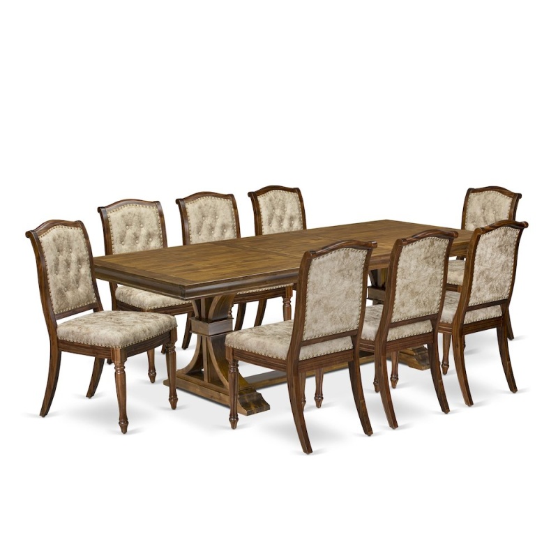 9 Pieces Kitchen Table Set With 8 Dining Chairs