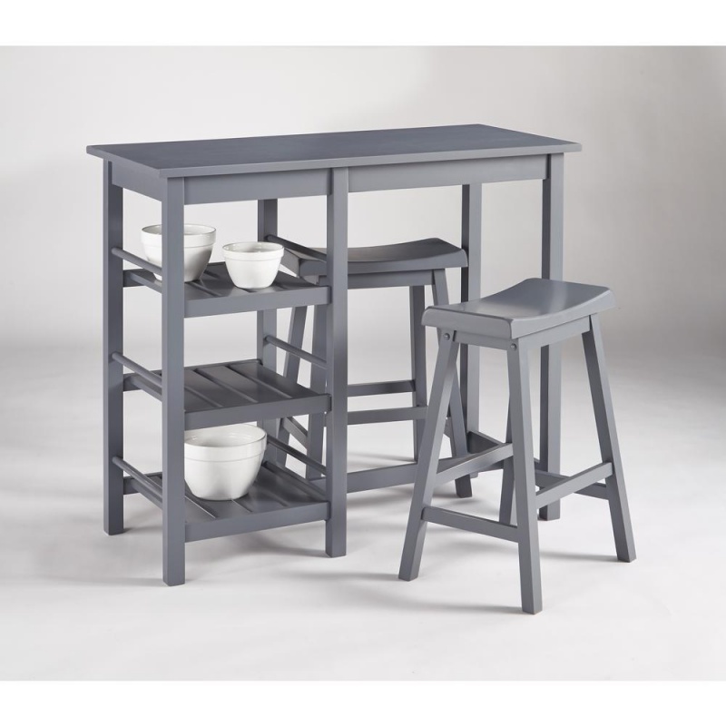 Counter Table With 2 Stools - Gray