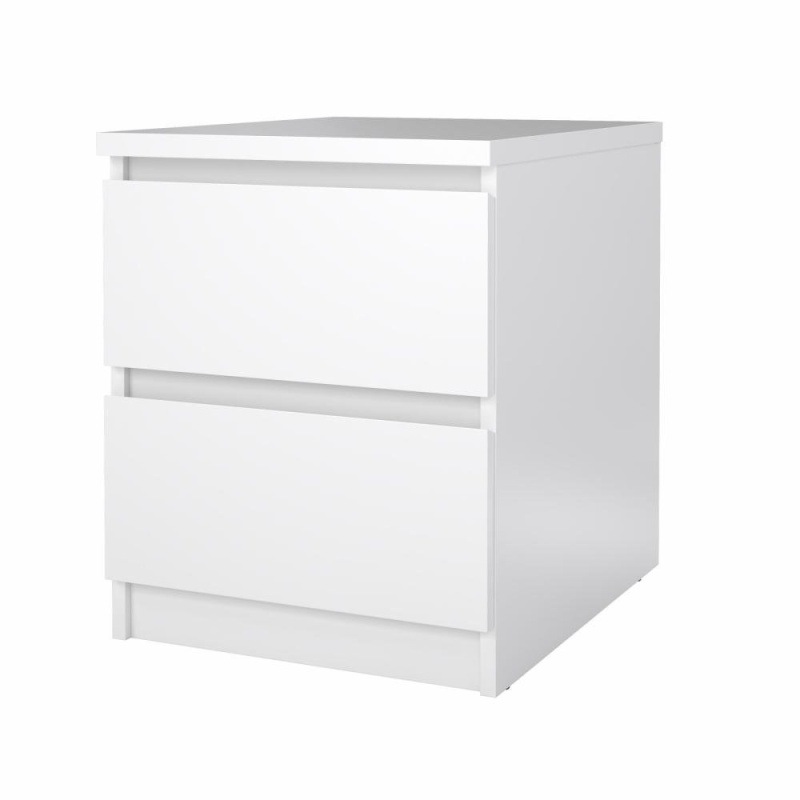 2 Drawer Nightstand White High Gloss
